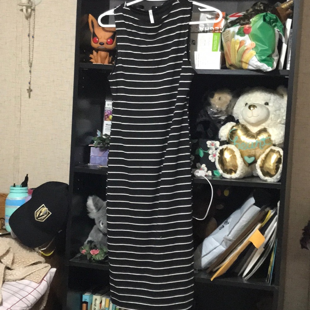 Black and white striped dress
